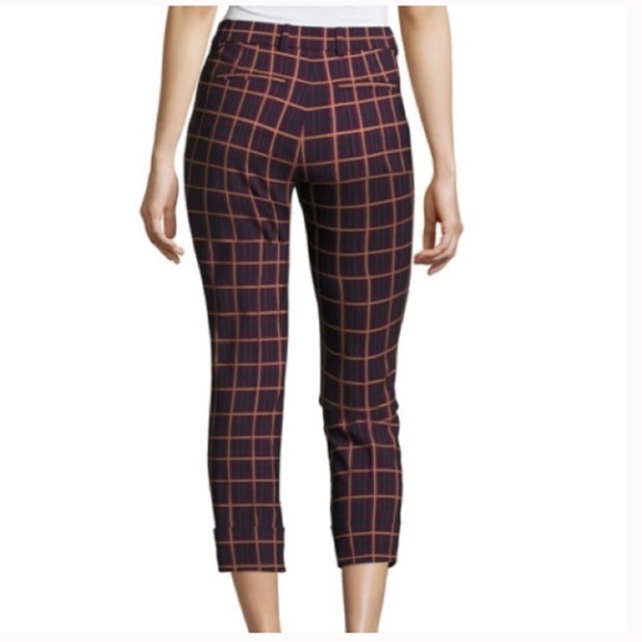 Theory Wool Blend Crop Cuff York Plaid Pants Size 4 - Picture 3 of 12